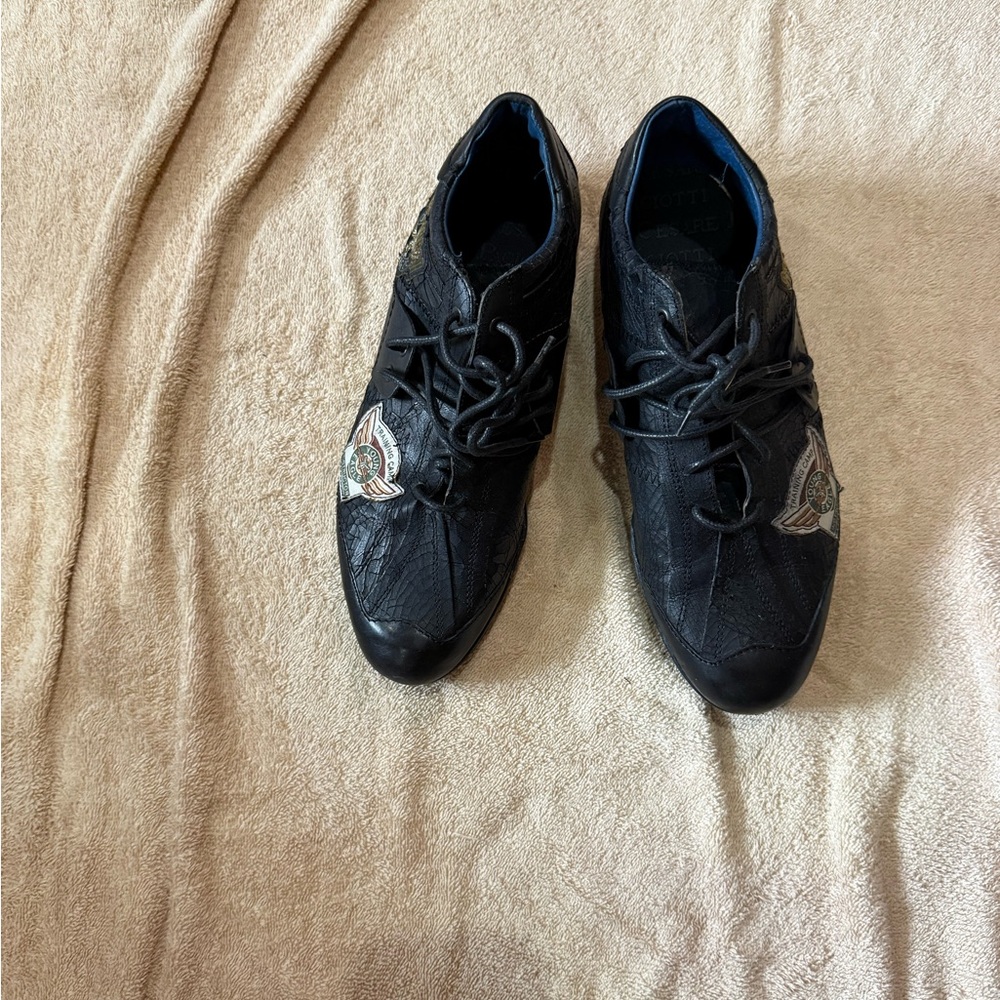 Cesare Paciotti Black Sneakers with Embroidered Accents